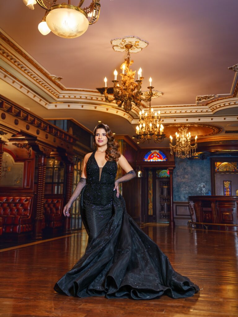 Black mermaid ball gown available to rent in Orlando, FL